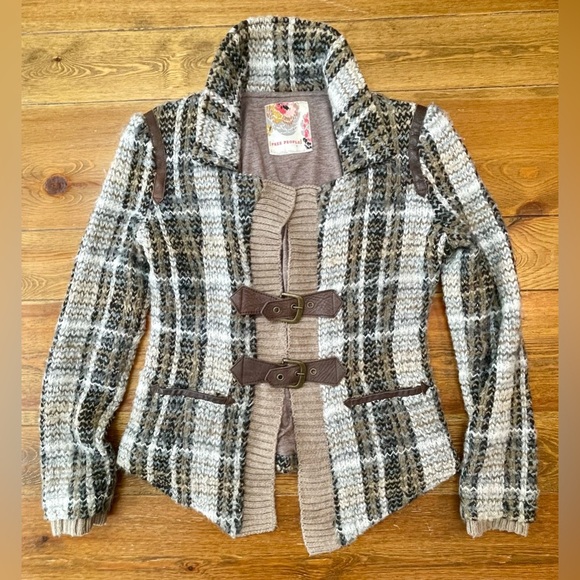 Free People | Plaid Boucle Sweater Jacket |  Buckle Closure | Women’s 4 - Picture 1 of 5